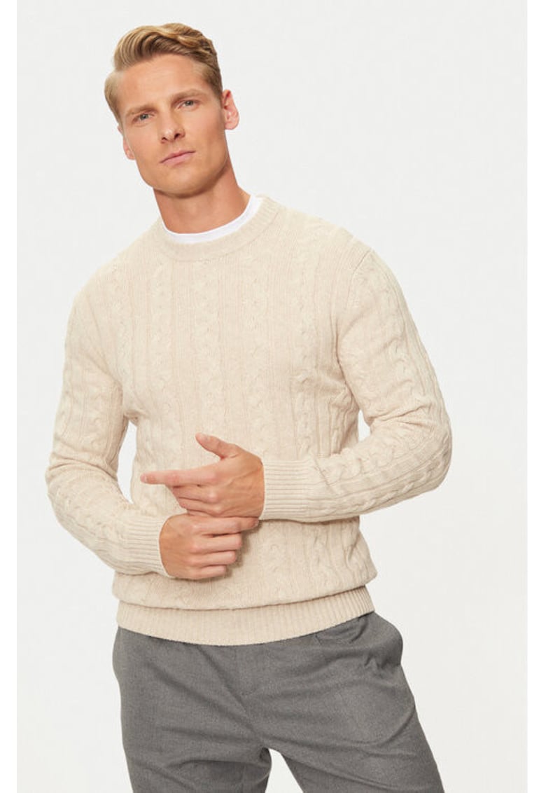 Pulover barbati - 304268045 - Nylon/Viscoza/Lana - Bej