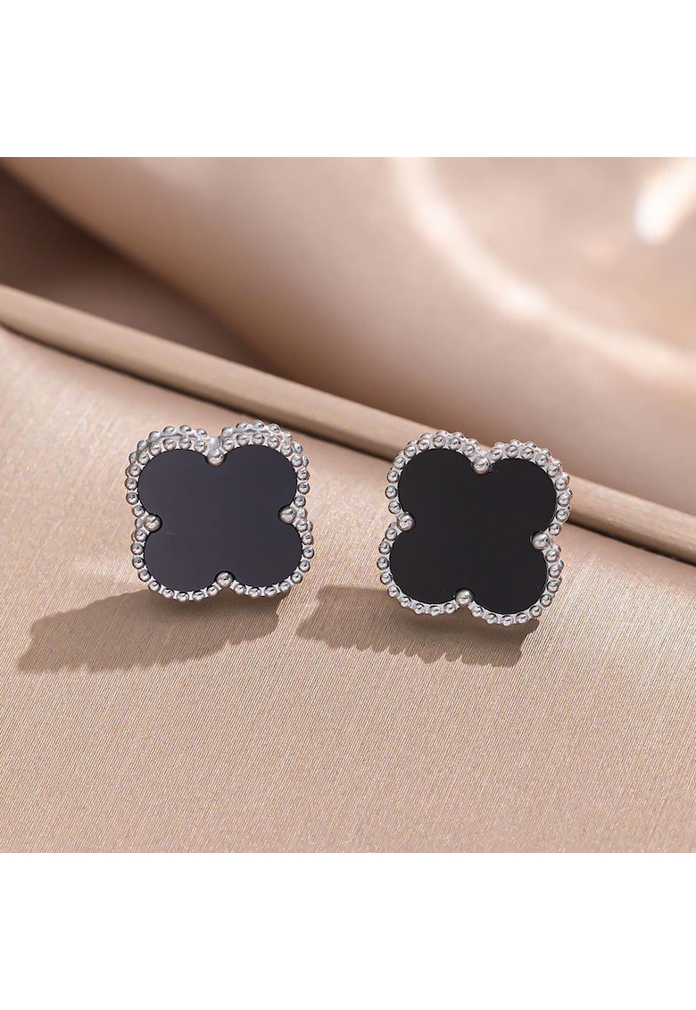 Cercei argintii - din otel inoxidabil - forma de floricele - suflati cu aur 18k - Gaelle C1