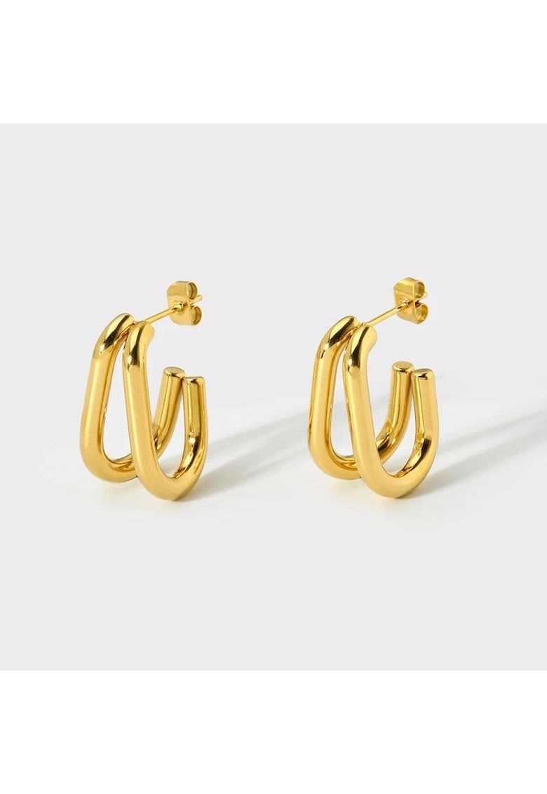 Cercei aurii - din otel inoxidabil - stil contemporan - suflati cu aur 18k - Georgia C1