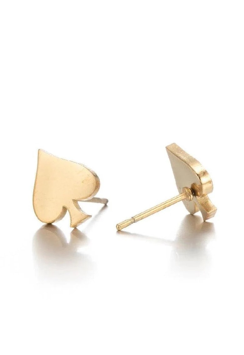 Cercei aurii - din otel inoxidabil - forma de inima - suflati cu aur 18k - Githa C2