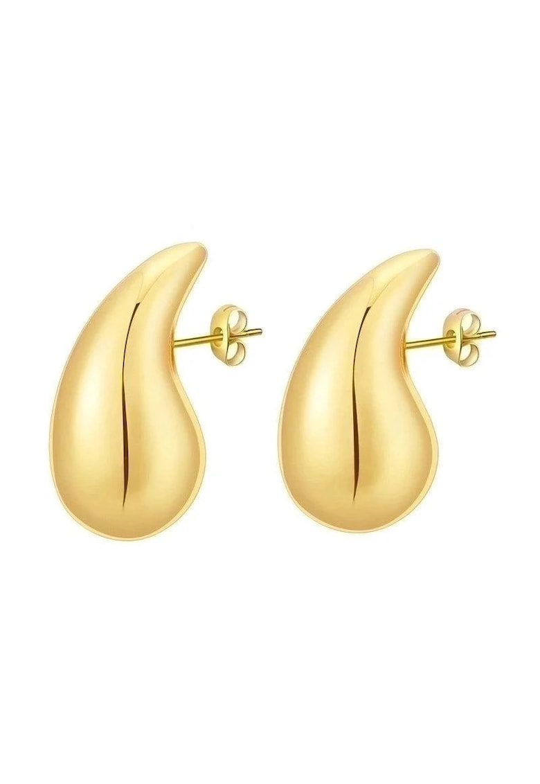 Cercei aurii - din otel inoxidabil - forma de picatura de apa - suflati cu aur 18k - Gretchen C1
