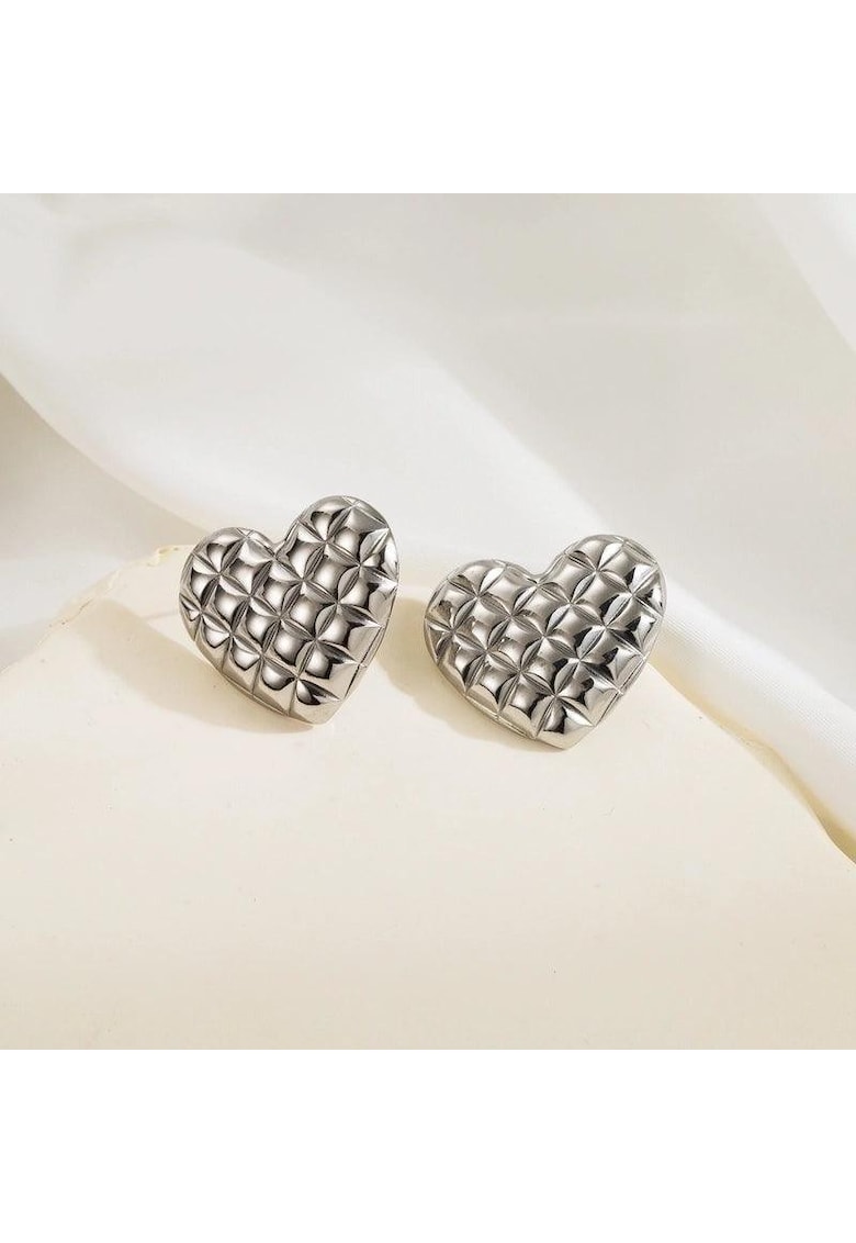 Cercei argintii - din otel inoxidabil - forma de inima - suflati cu aur 18k - Haley C1
