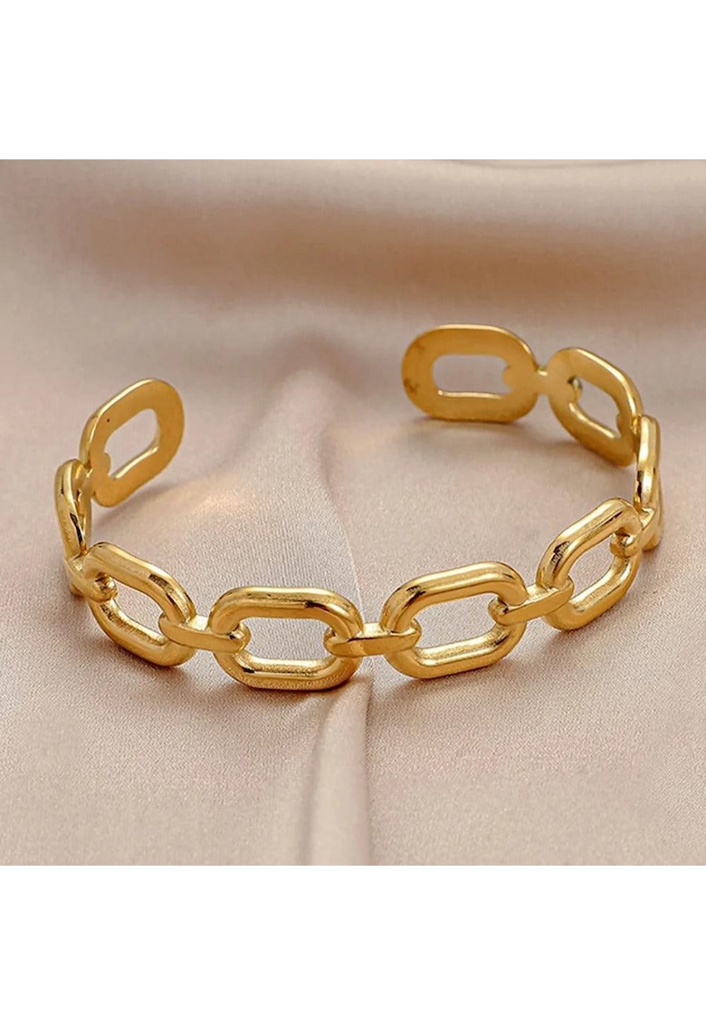 Bratara aurie - din otel inoxidabil - suflata cu aur 18k - forma de zale imbinate - Delia C10 Bratara aurie - din otel inoxidabil - suflata cu aur 18k - forma de zale imbinate - Delia C10