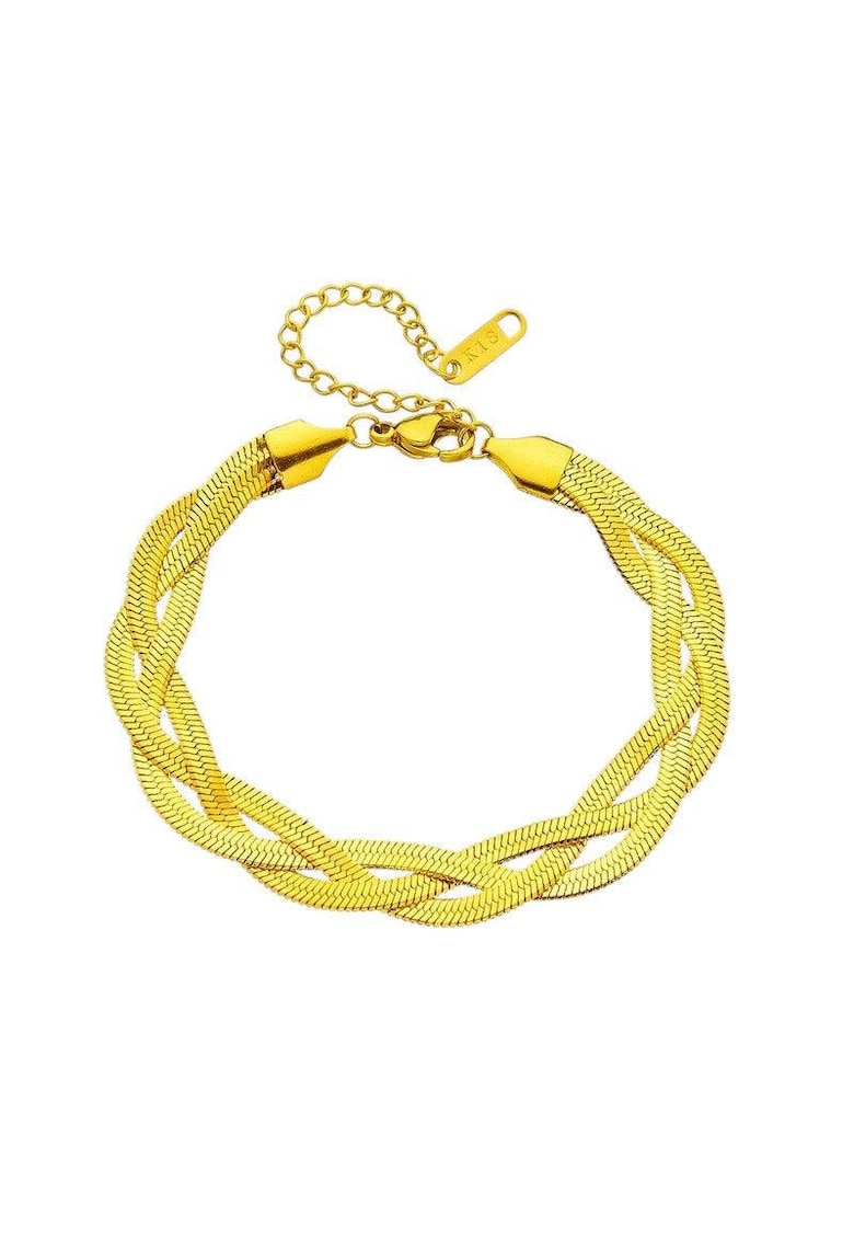 Bratara aurie - din otel inoxidabil - suflata cu aur 18k - impletita - Emalie C3