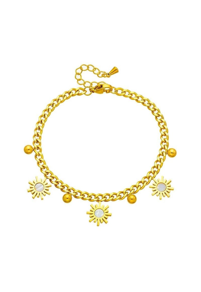 Bratara aurie - din otel inoxidabil - suflata cu aur 18k - cu piese in forma de soare - Erica C3