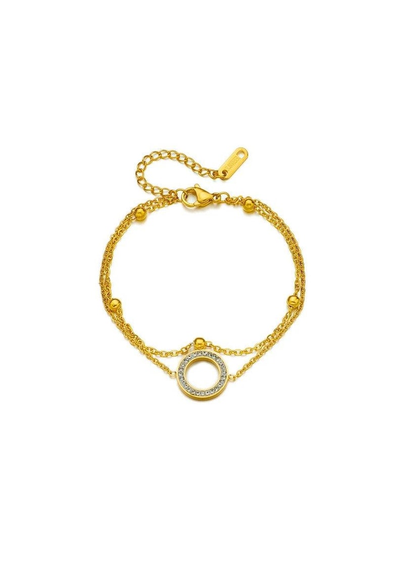 Bratara aurie - din otel inoxidabil - suflata cu aur 18k - in 2 straturi - cu pietre - Daisy C10