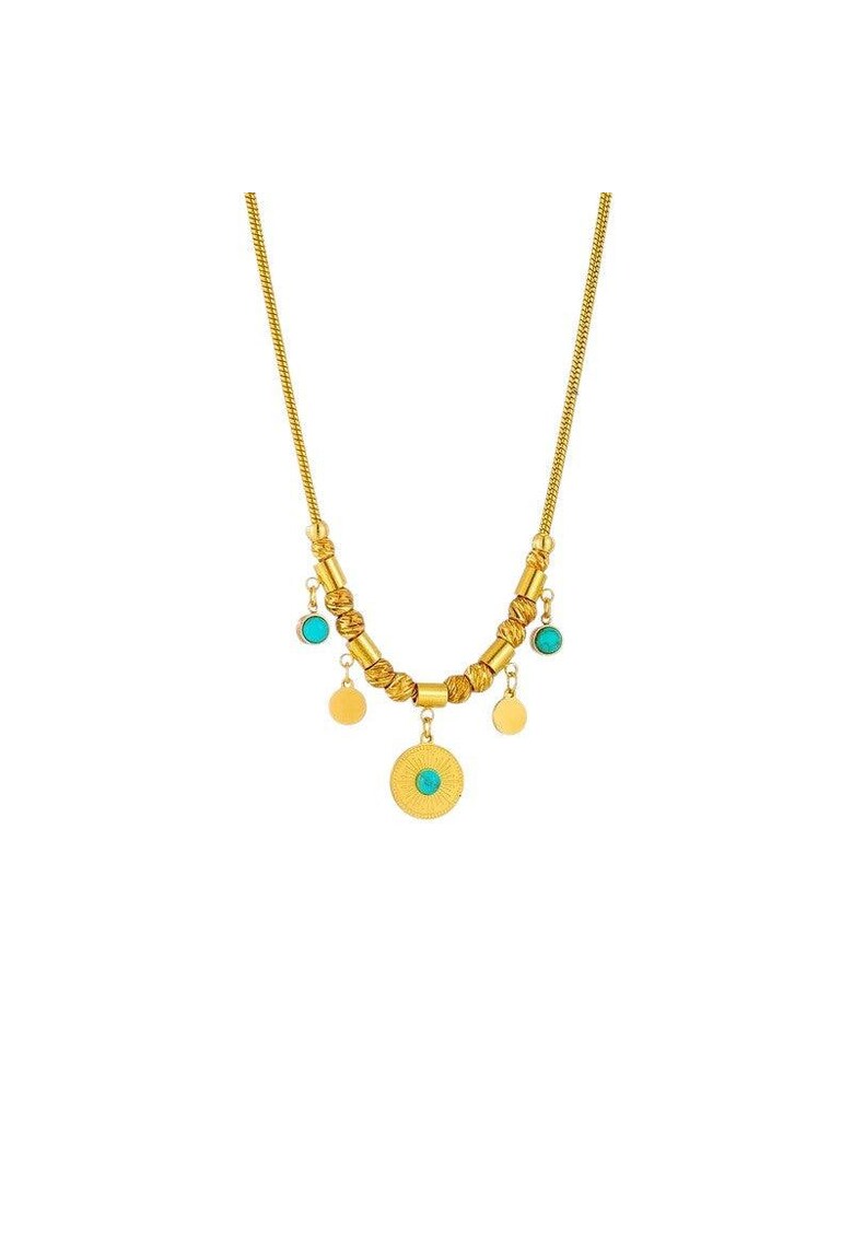 Colier auriu - din otel inoxidabil - suflat cu aur 18k - cu piese rotunde - Delma C12