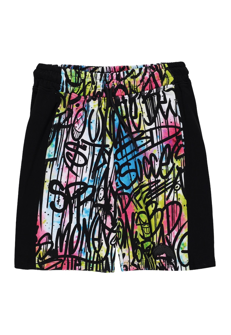 Pantaloni scurti cu snur si imprimeu grafic