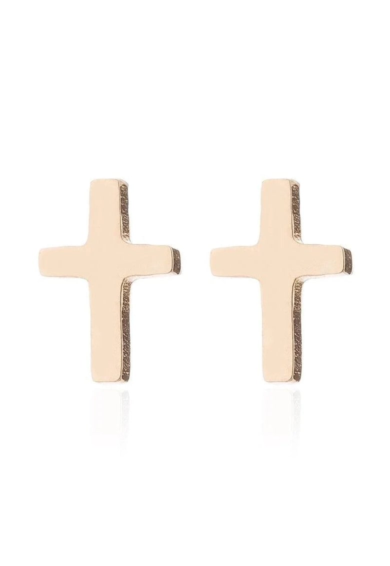 Cercei aurii - din otel inoxidabil - forma de cruciulita - suflati cu aur 18k - Fredrika C1