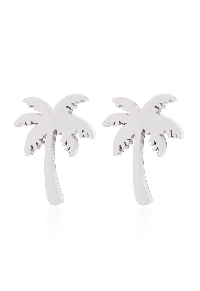 Cercei argintii - din otel inoxidabil - forma de palmier - suflati cu aur 18k - Frida C1