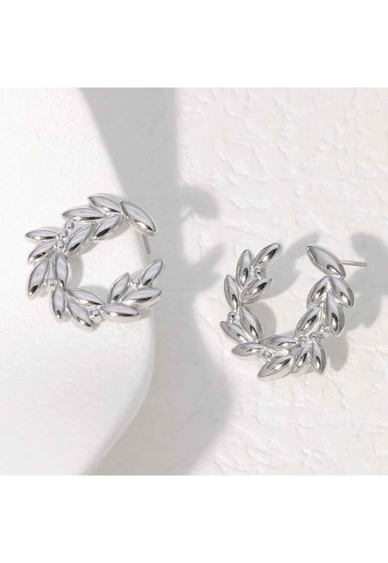 Cercei argintii - din otel inoxidabil - forma de frunzulite - suflati cu aur 18k - Fritze C1 Cercei argintii - din otel inoxidabil - forma de frunzulite - suflati cu aur 18k - Fritze C1