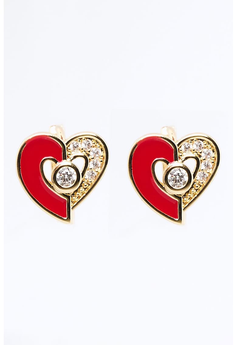 Cercei in forma de inima decorati cu cristale