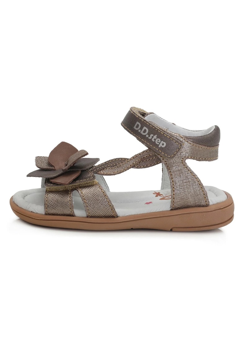 Sandale din Piele Fete - Model Floare - cu Scai - K03-971B - Maro