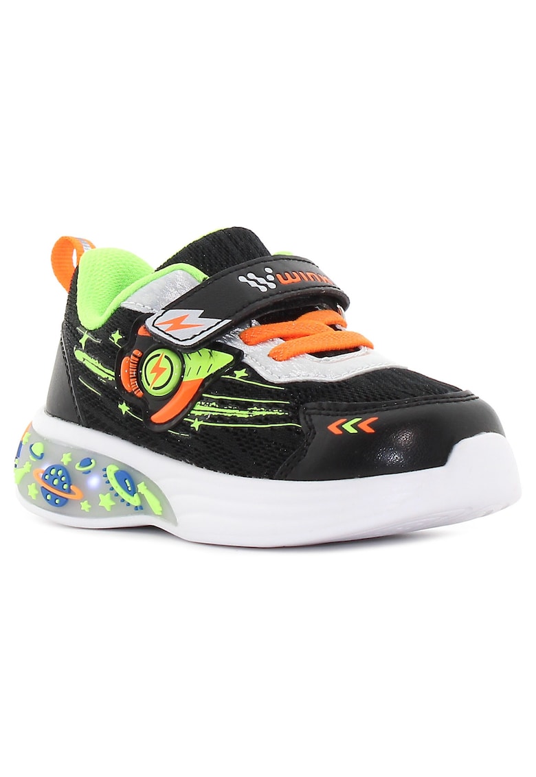 Pantofi sport Lanx negri intermitenți pentru bebeluși