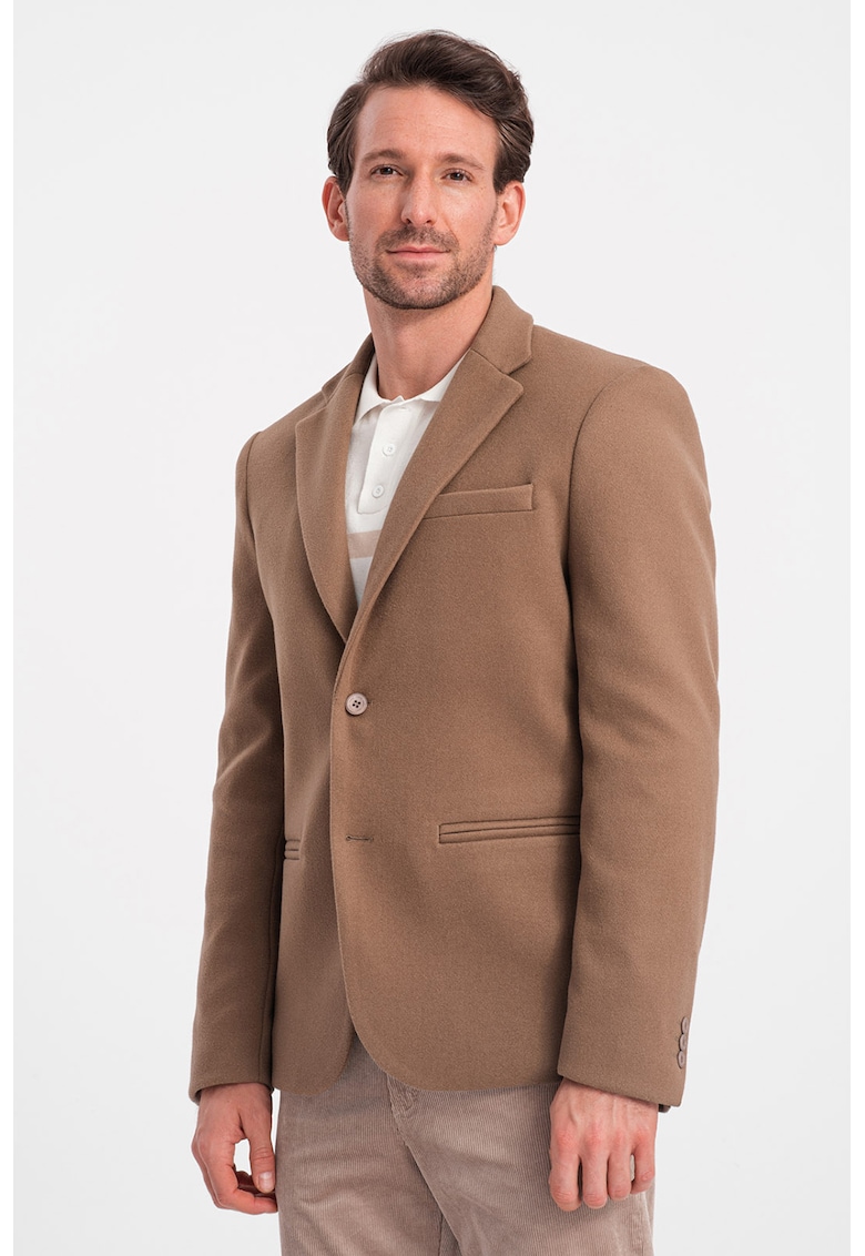 Sacou cu model uni si nasturi - Maro deschis