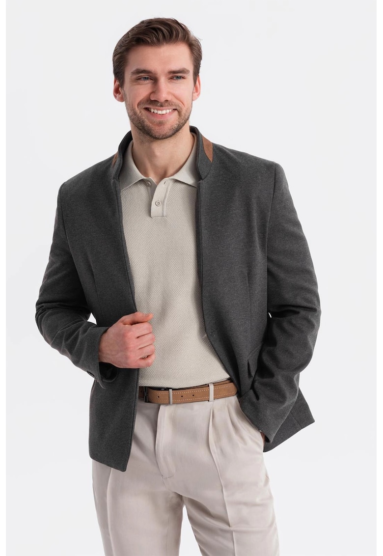 Sacou cu buzunare cu clapa - Negru melange