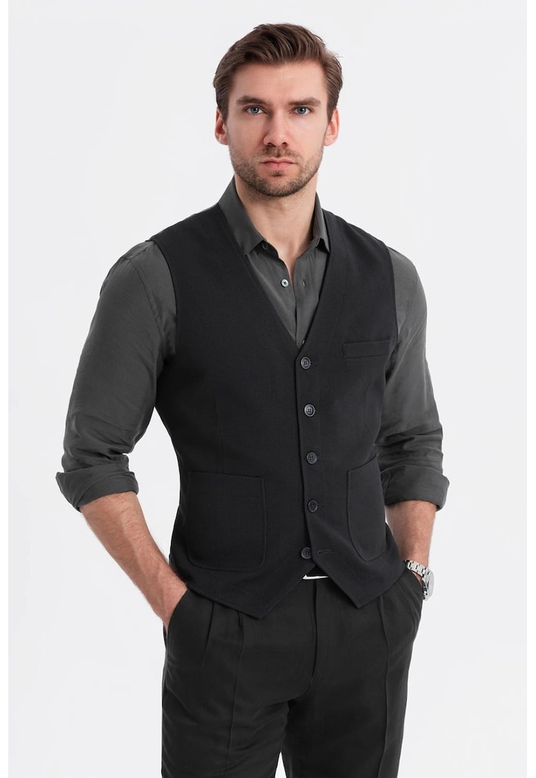 Vesta cu nasturi si decolteu in V