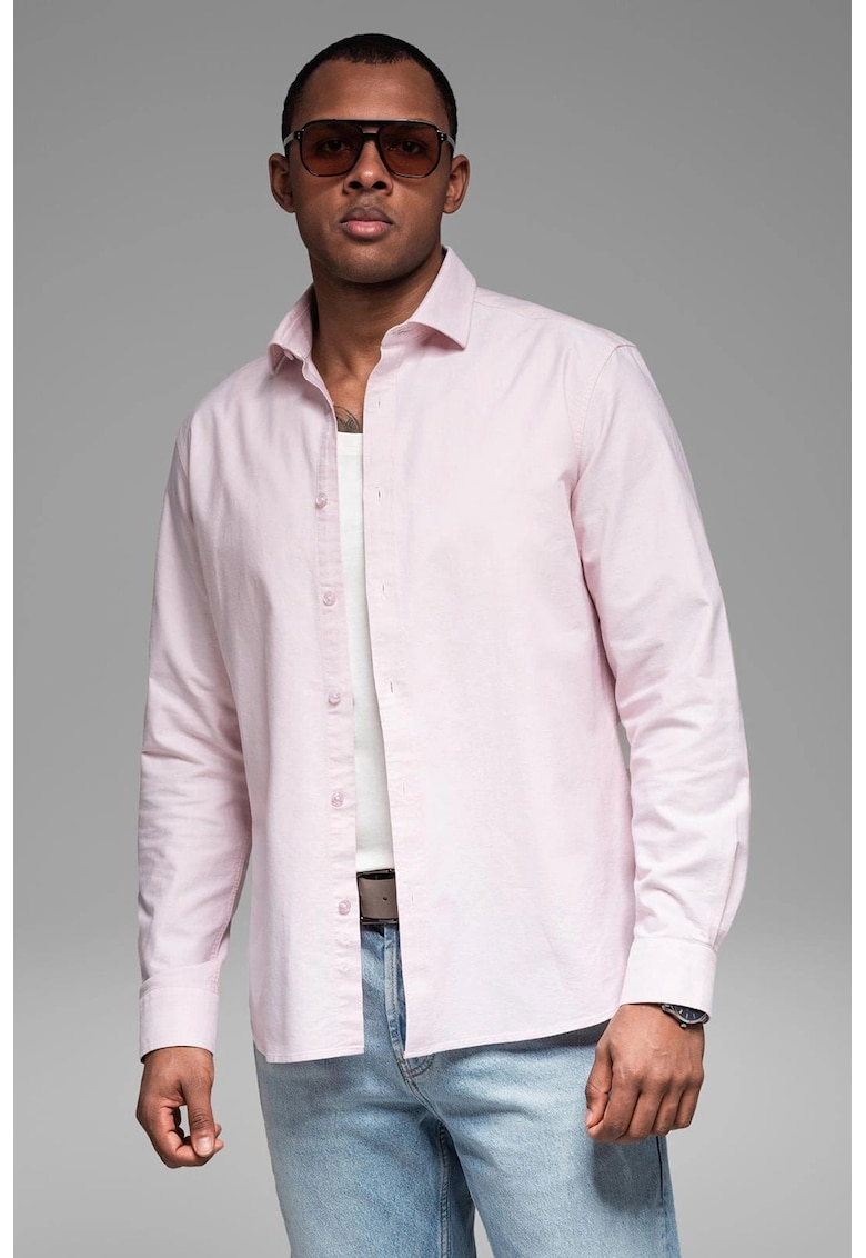 Camasa din bumbac cu model uni