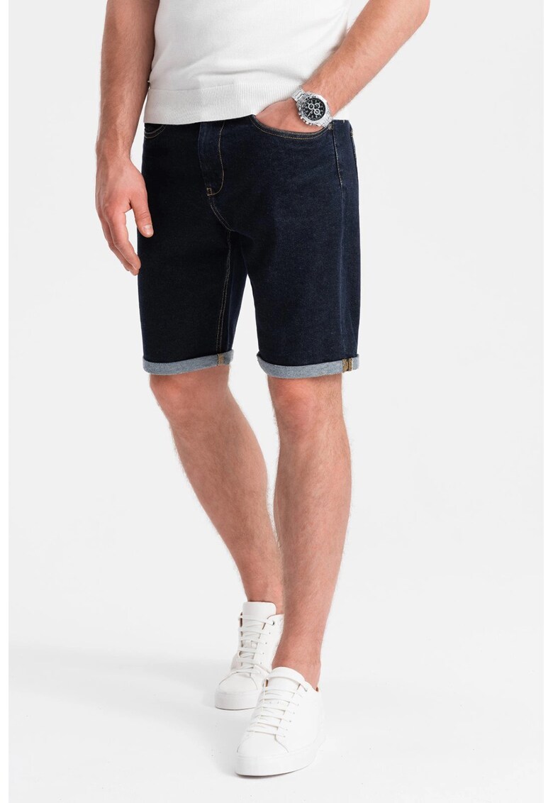 Blugi scurti cu talie joasa - Bleumarin