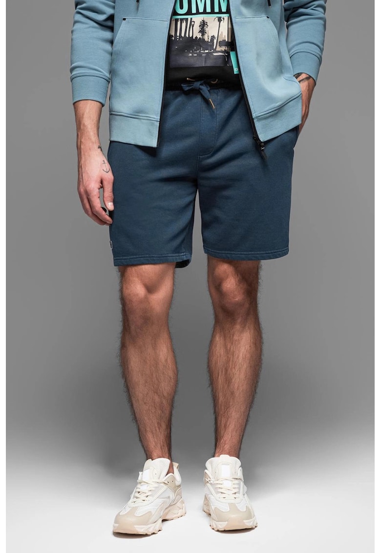 Pantaloni scurti din amestec de bumbac cu buzunare laterale - Albastru petrol