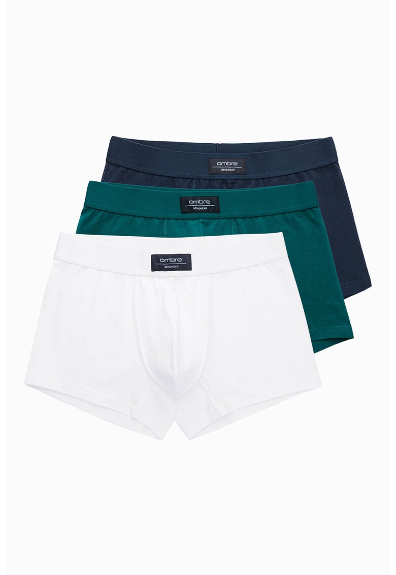 Set de boxeri din amestec de bumbac - 3 perechi - Alb/Verde englez/Bleumarin