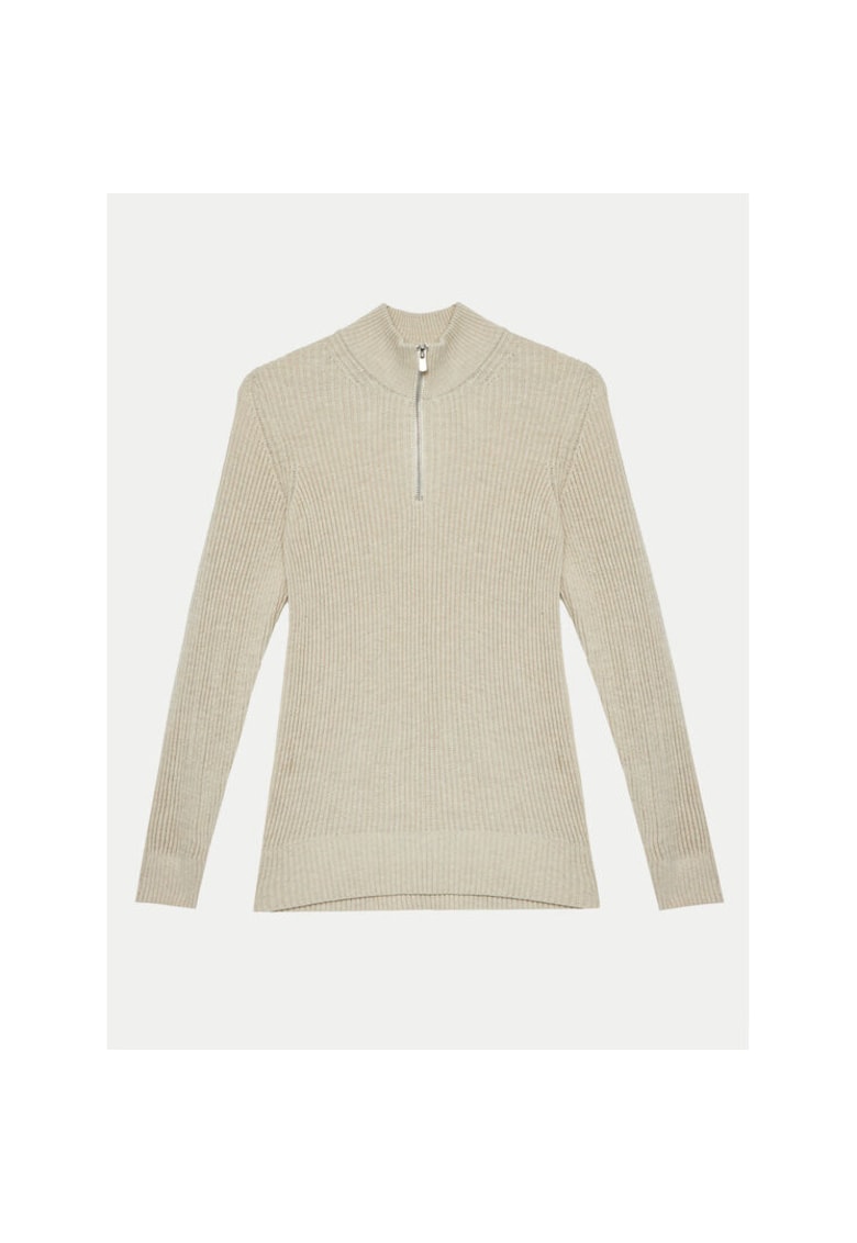 Pulover baieti - 304523144 - Poliester reciclat/Bumbac - Bej