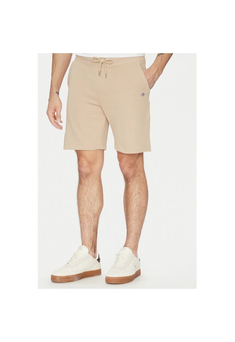 Pantaloni scurti barbati - 305366573 - Bumbac - Bej - Bej