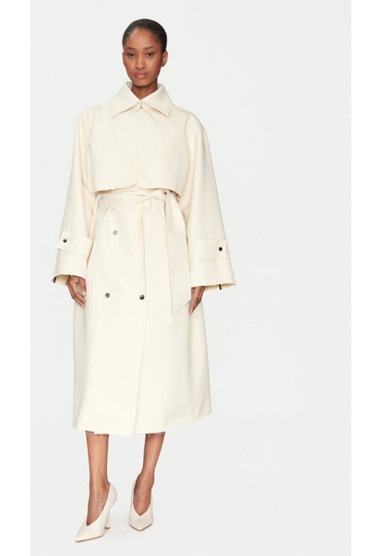 Trench dama - 305138484 - Poliester - Bej - Bej