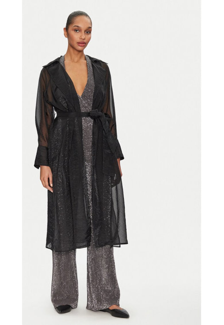 Trench dama - 305350534 - Poliester/Poliamida - Negru