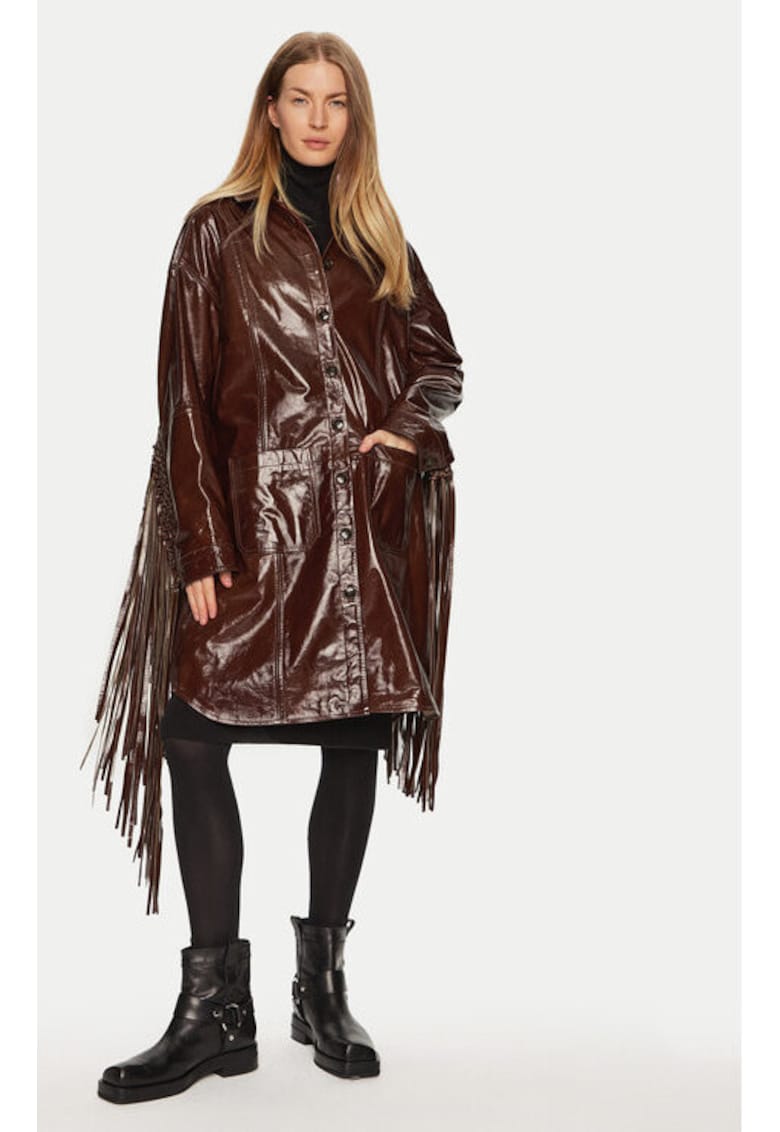 Palton dama -  304550331 - Piele naturala - Maro