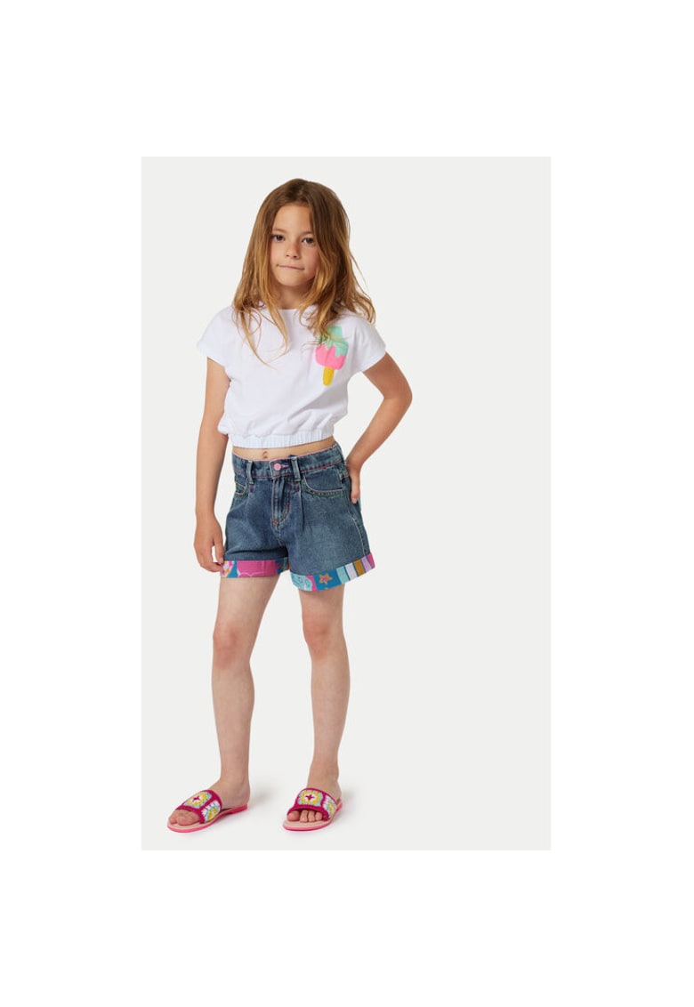 Pantaloni scurti fete -  303639594 - Bumbac - Albastru Pantaloni scurti fete -  303639594 - Bumbac - Albastru