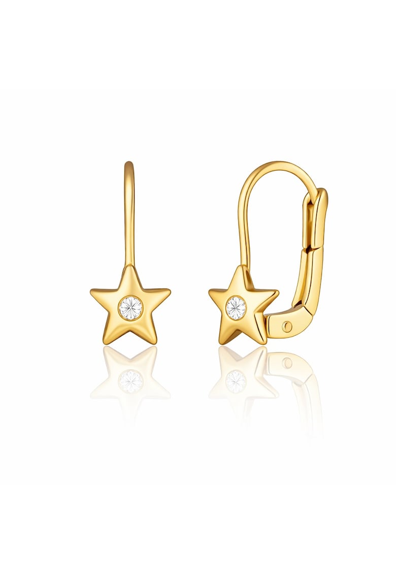 Cercei cu Tortite pentru Copii din Aur Galben de 18K cu Diamante de 0.05ct - Stea -