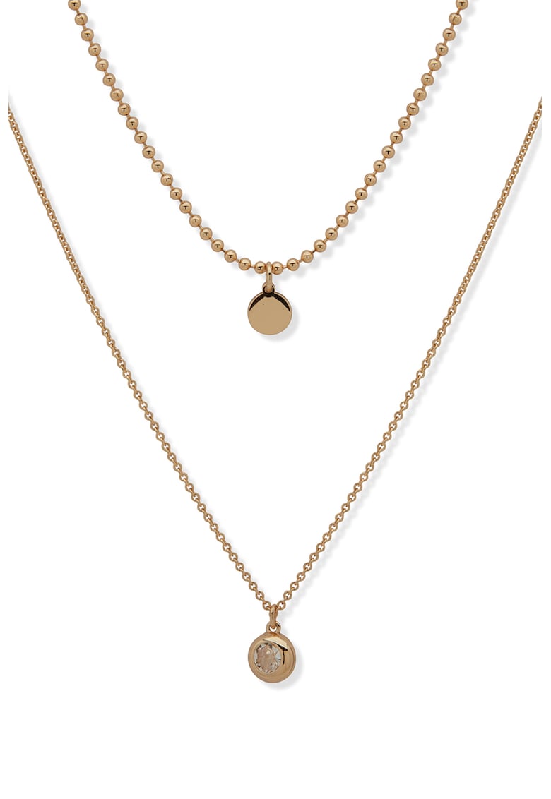 Colier dublu din alama decorat cu pietre zirconia