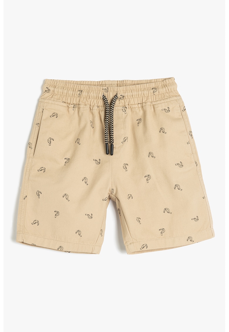 Bermude cu imprimeu si buzunare laterale - Maro nisip