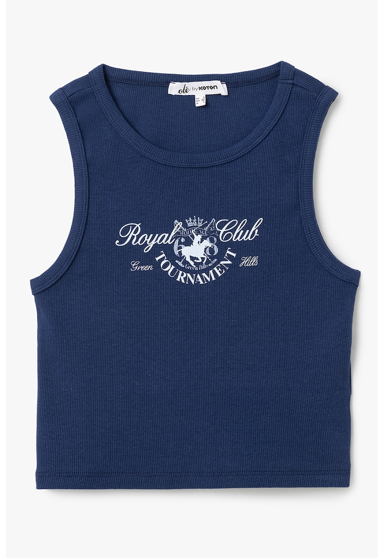 Top de bumbac cu imprimeu text