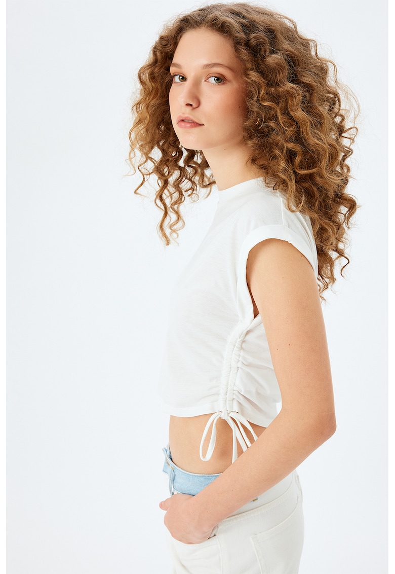 Tricou crop de bumbac - Alb