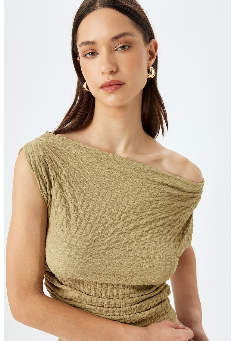 Top crop texturat - Kaki