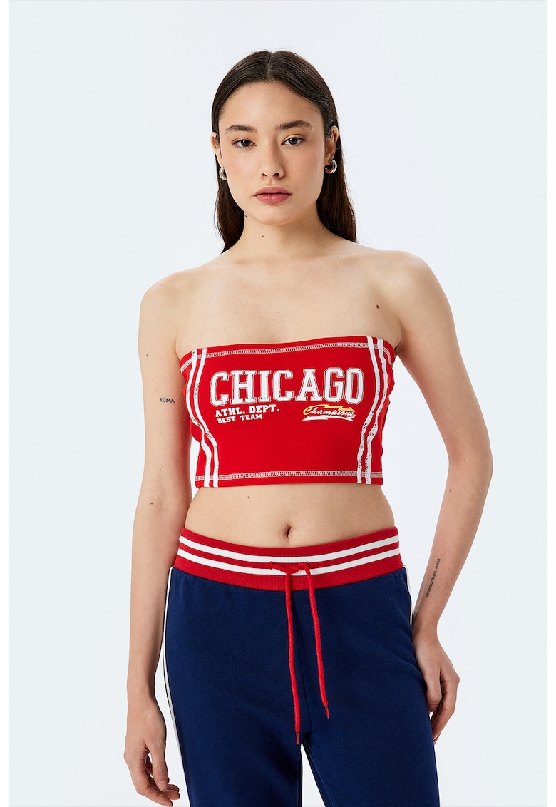 Top crop cu imprimeu