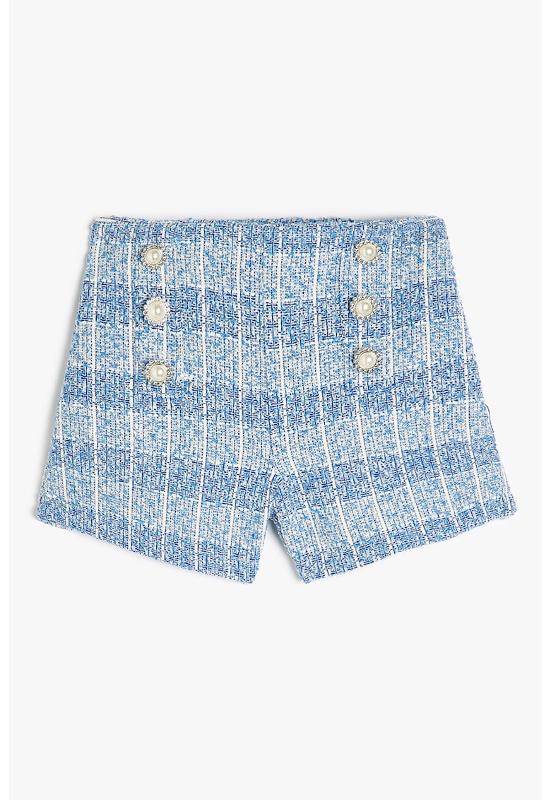 Pantaloni scurti cu nasturi decorativi - Albastru pastel/Alb murdar