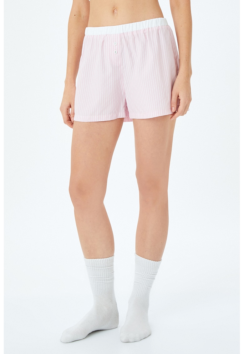 Pantaloni scurti cu dungi si talie elastica