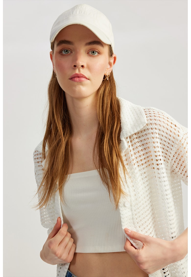 Camasa tricotata fara inchidere - Alb