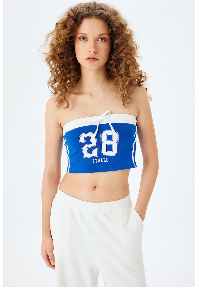 Top crop cu imprimeu