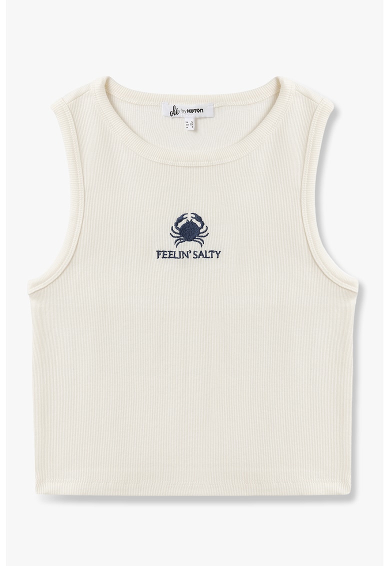 Top de bumbac cu imprimeu text