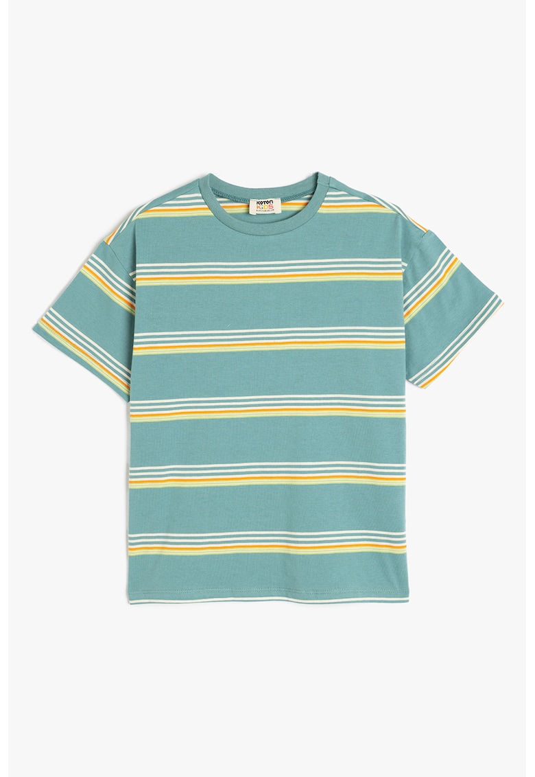 Tricou de bumbac cu decolteu la baza gatului