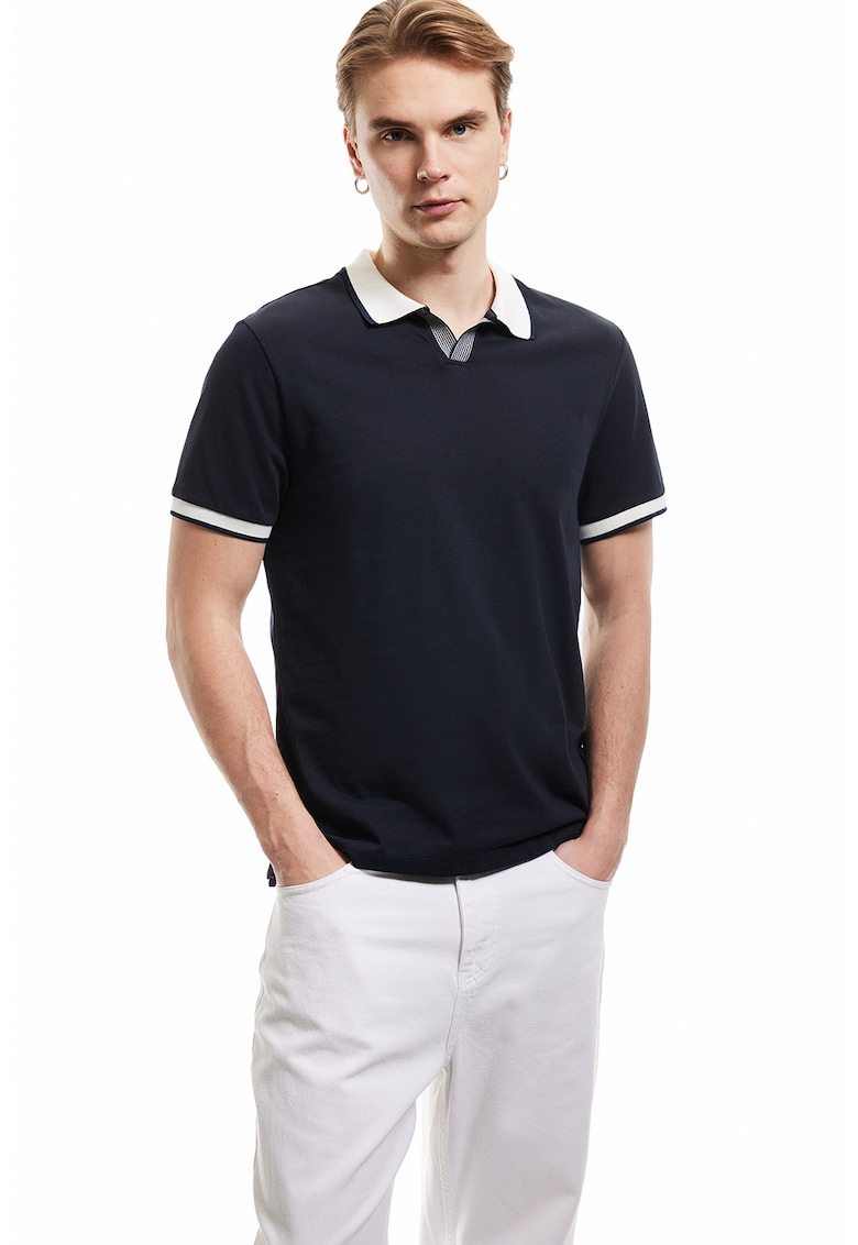Tricou polo cu guler contrastant