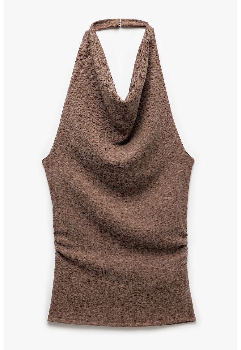 Top texturat cu decolteu halter