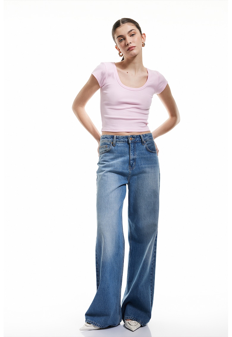 Tricou crop slim fit - Lila