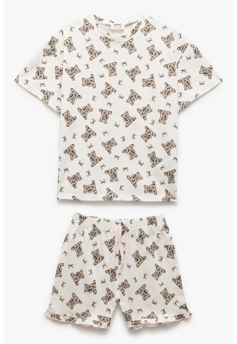 Pijama cu pantaloni scurti si model cu ursulet