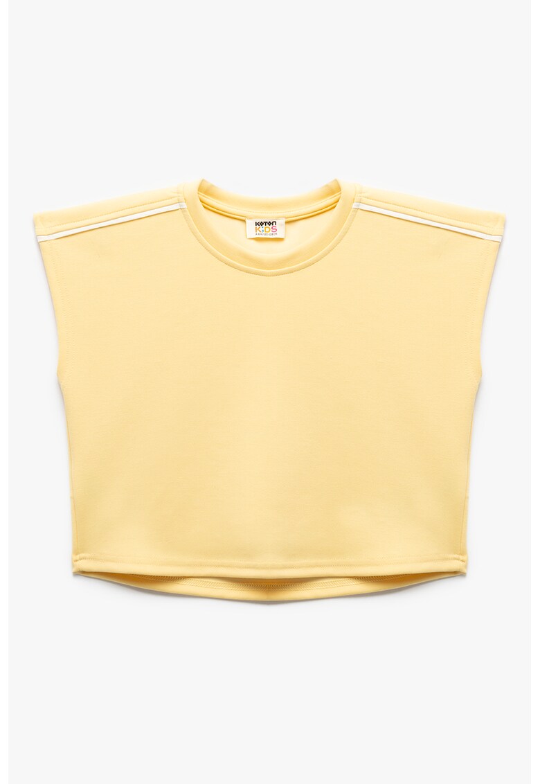 Tricou crop cu decolteu la baza gatului - Galben pal