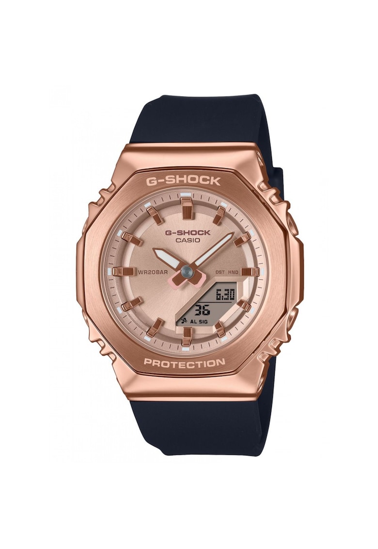 Ceas dama - Casio - G-SHOCK Damski Octagon GM-S2110PG-1A4ER - roz aurie - curea cauciuc neagra - 41mm - rezistent la apa 200m